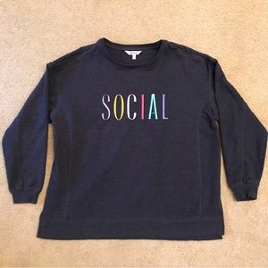 Wild Fox Social Statement Sweatshirt Womens Size XL Dark Blue Crewneck